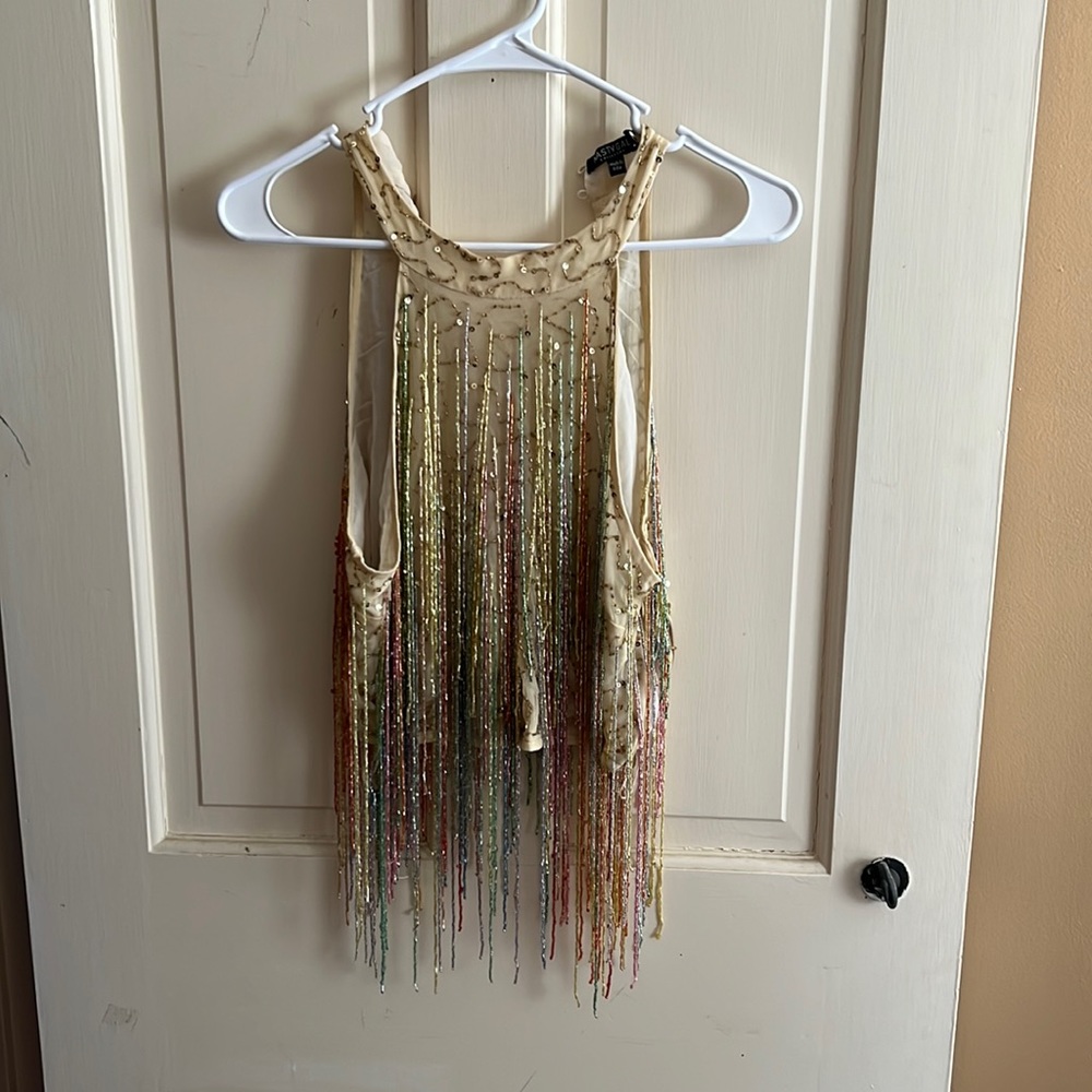 NASTY GAL BEADED/ SEQUIN TANK TOP